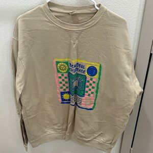 Beige Graphic Sweatshirt